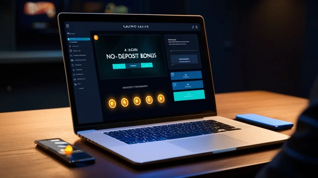 Logged-in casino dashboard with a hidden no deposit bonus banner
