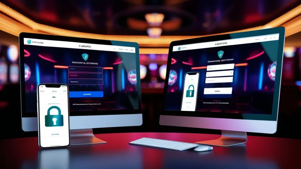 Mobile phone and desktop computer showing a secure casino login screen