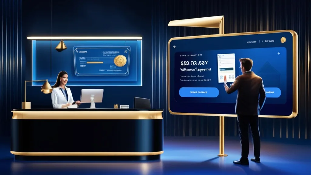 Casino verification desk with ID checks and payout limit indicators