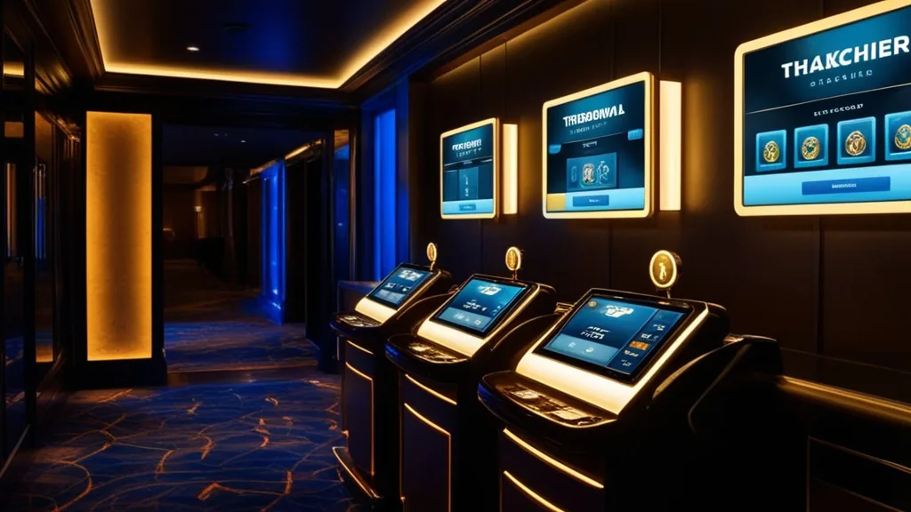 Player using a casino cashier terminal to withdraw funds step by step