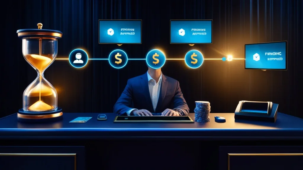 Withdrawal timeline showing pending, approved, and paid statuses in a casino setting
